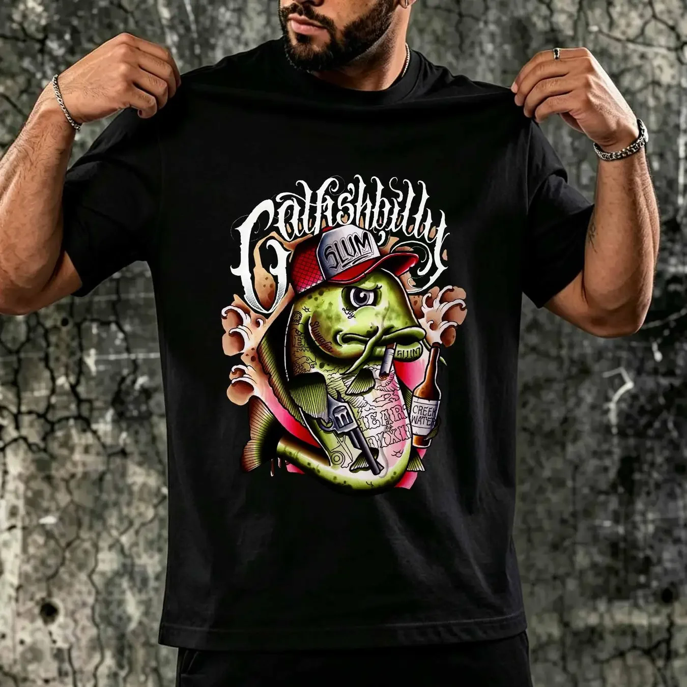washed T Shirt Vintage Yelawolf Catfish Billy Black Cotton All sizes S to 5XL NEW vintage Washed streetwear Versatile Soft