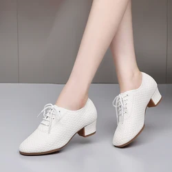 Women Dance Shoes Ladies Jazz Latin Dancing Adult Ballroom Salsa Tango Shoes Female Middle Heeled Breathable Training Sneakers