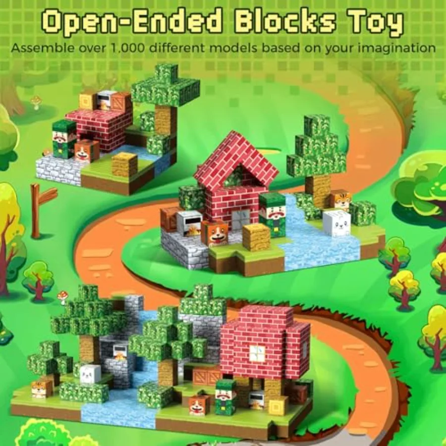 كتل مغناطيسية 150 قطعة مكعبات بناء مغناطيسية ألعاب بناء مفتوحة مع حقيبة تخزين للعب الإبداعي وتعلم الجذع