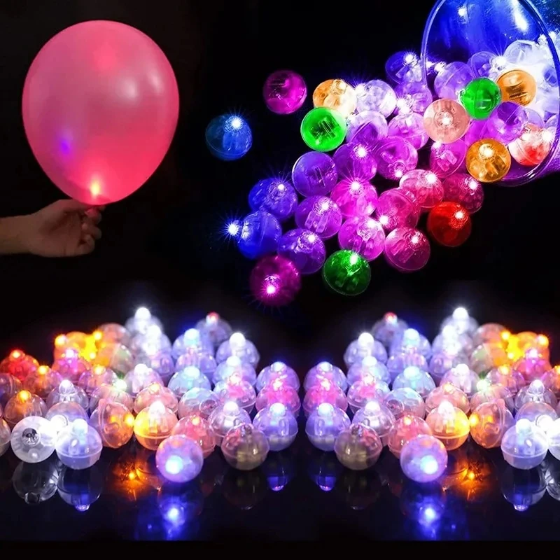 50-200Pcs Mini LED Balloon Light Colorful Flashing Luminous Tumbler Ball Lamp Lantern Light Christmas Wedding Party Decorations