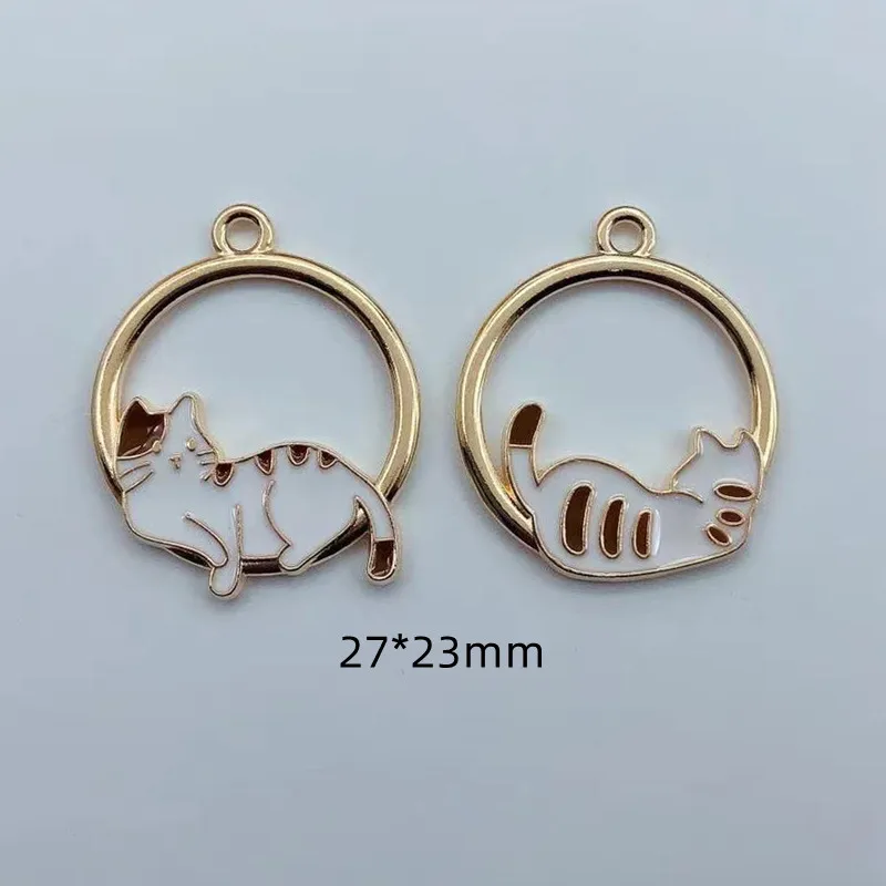 10pcs Enamel Cartoon Cat Charms for Jewelry Making Alloy DIY Charms Pendants Necklaces Earrings Accessories Handmade Craftin