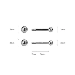 La Monada Womens Earrings Silver 925 Ear Piercing Simple Short Ball Round Silver Stud Earrings Girls Screw Back Nut Minimalist