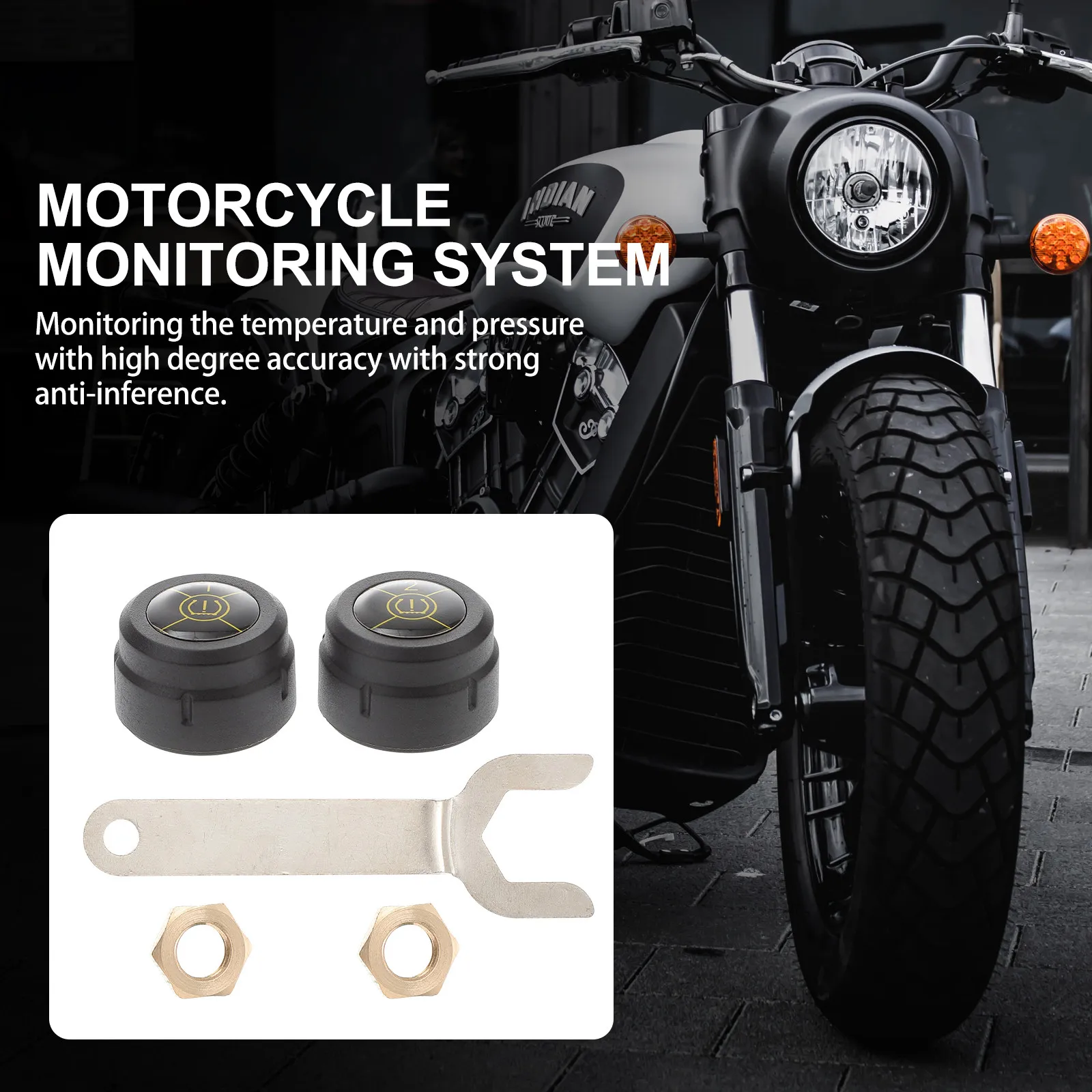 

Tire Pressure Monitor for Motorbike Real Time Monitoring High Accuracy Temperature and Pressure System
