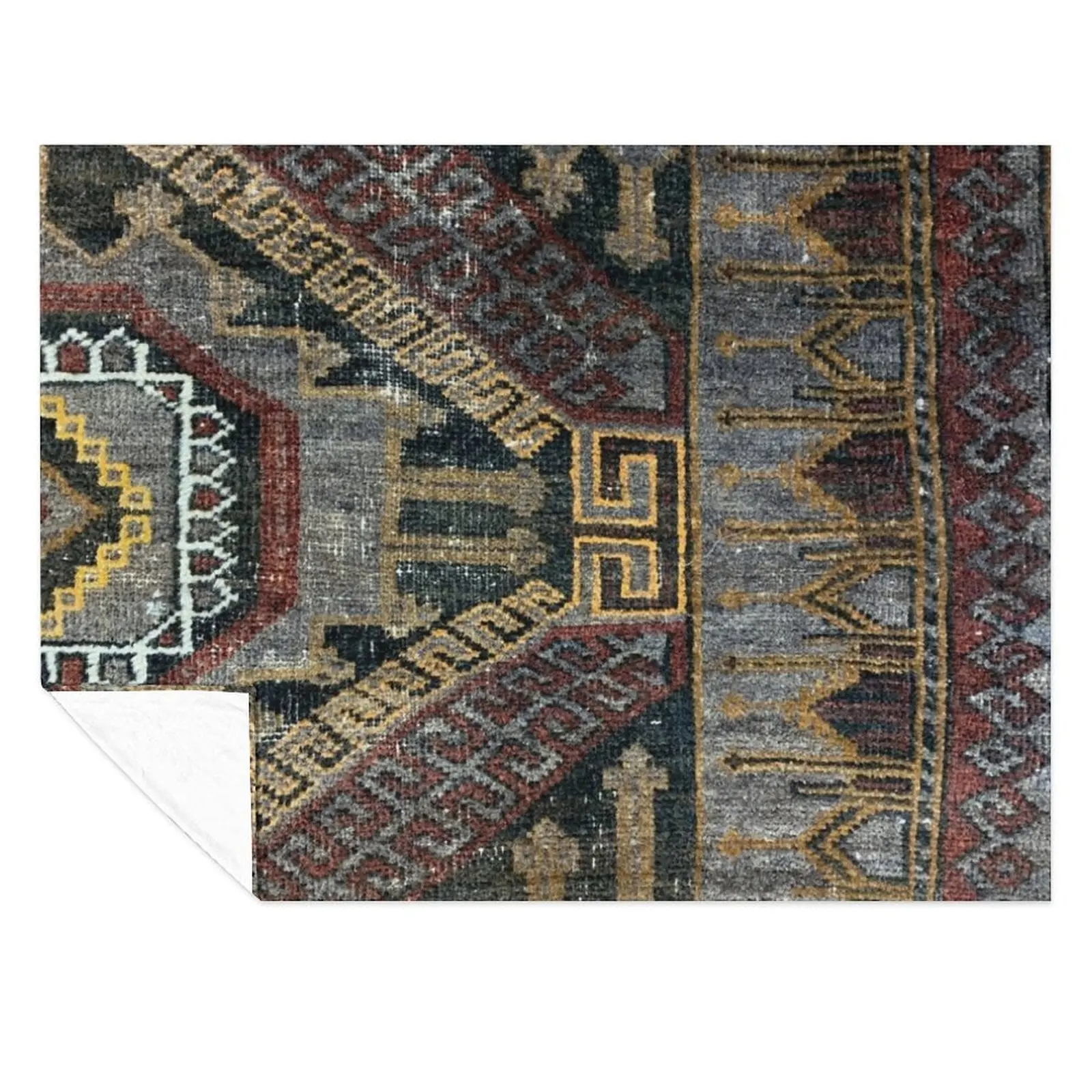 

Distressed Persian Baluch Carpet Design, knotted woven oriental textile Throw Blanket For Baby Decorative Sofas Furrys Blankets