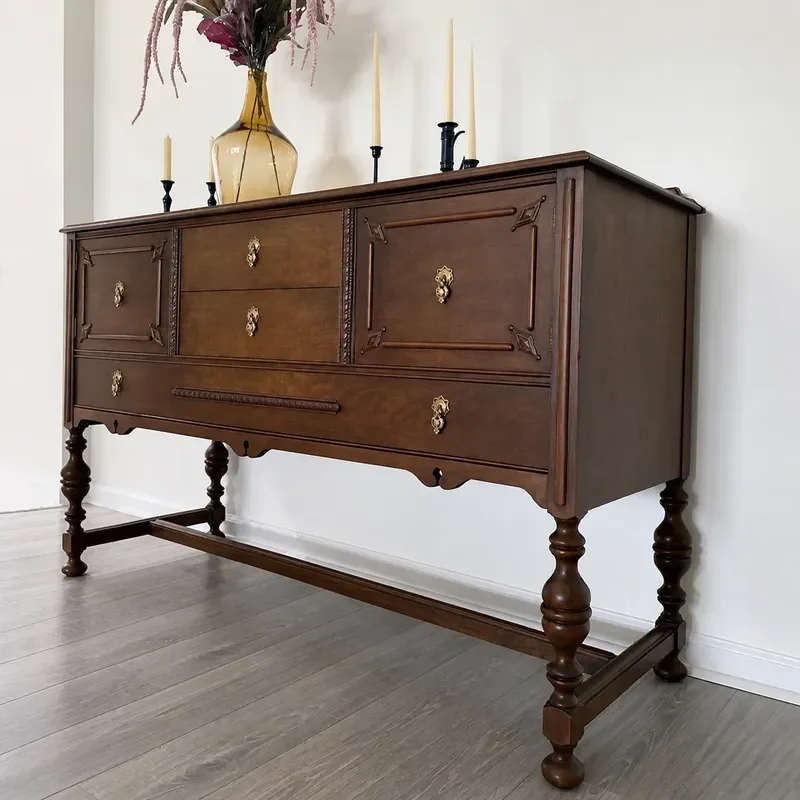 Retro Carved Porch Cabinet Antique Style Living Room Entry Foyer Cabinet American Country Integrated Dining Side Cabinet