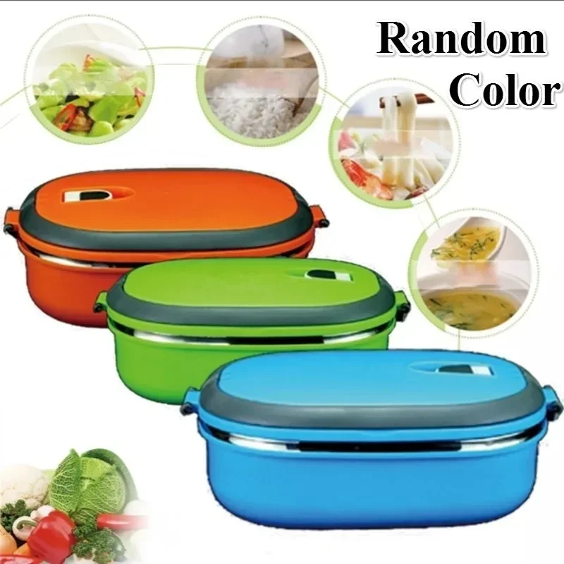 2026 New Portable Useful Student Bento Box 1‑Layer Rectangular Stainless Steel Sealed Lunch Food Storage Box Random Color