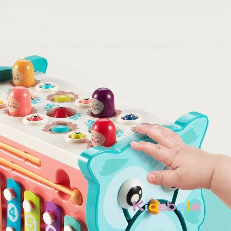 Xylophone multifonctionnel jouant couleur jouet de pêche whack-a-taupe jouet horloge numérique jouet éducatif préscolaire pour enfant