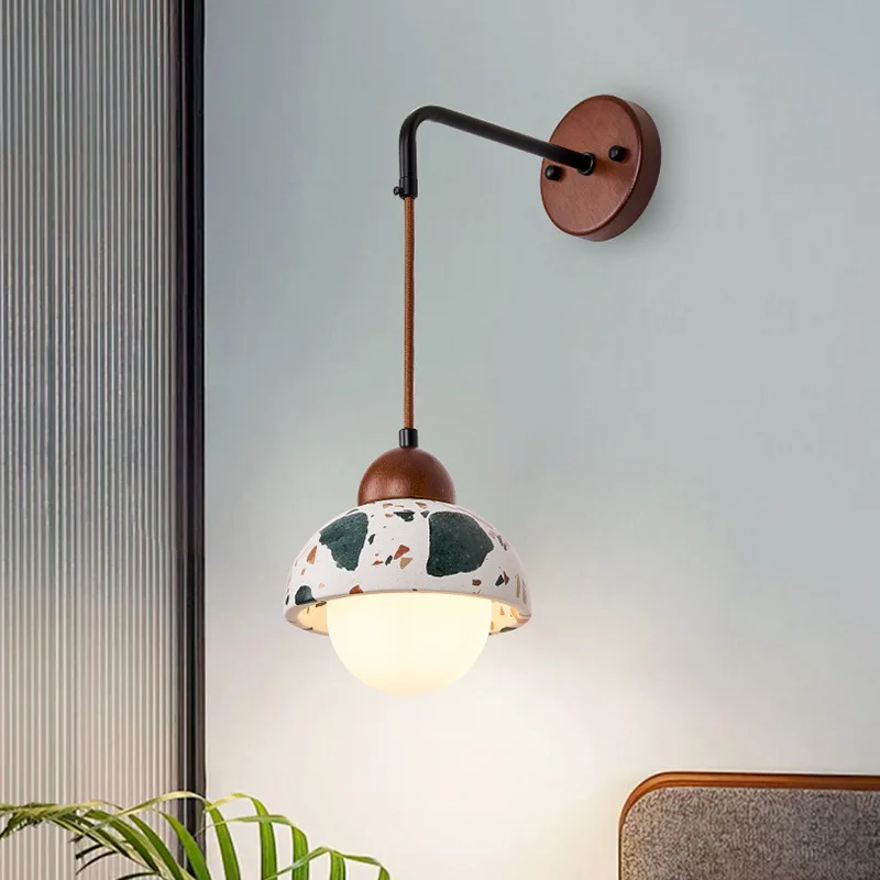 

Japanese-style wabi-**** wind bedroom bedside wall lamp cream wind living room wall lamp designer Nordic retro homestay bedside