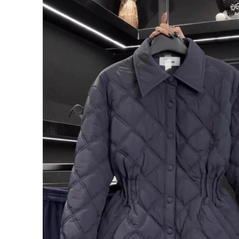 Giacca in cotone autunno inverno donna 2025 nuova moda allentata casual tenere al caldo cappotto in cotone la vita tuta sportiva nera femminile