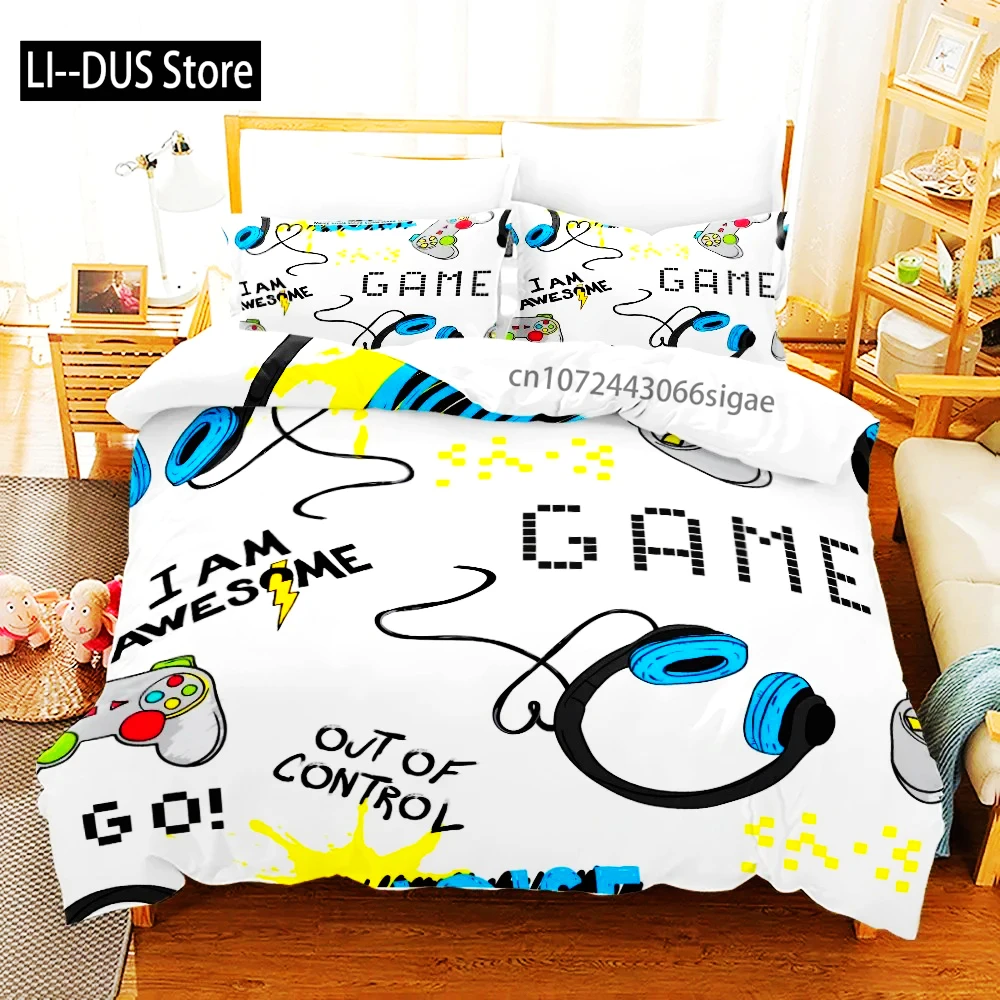 Gamepad Comforter Cover Gamer Bedding Set Teens Video Game Duvet Cover For Youth Boys Modern Game Controller Bedspread