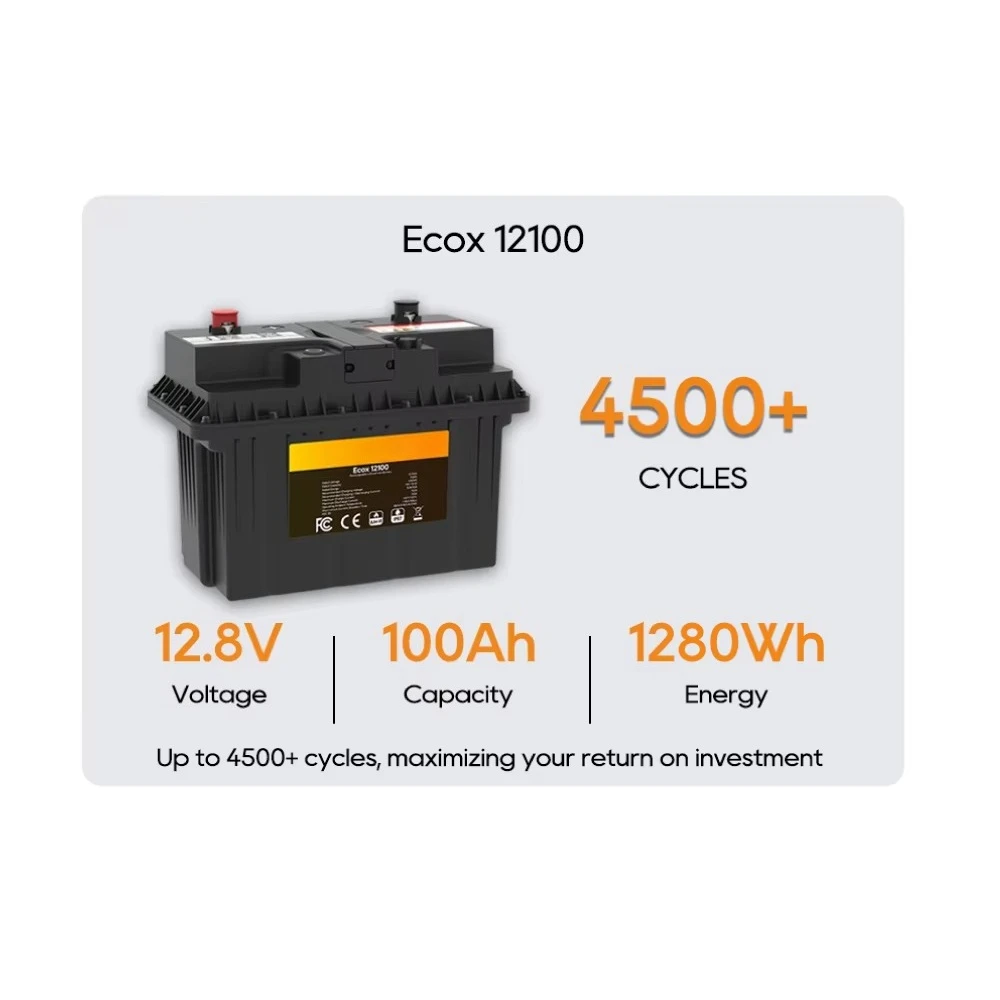 LiFePO4 12V 100Ah Battery with Self-Heating & Real-Time Monitoring | Replace Lead-Acid for RV and Marine