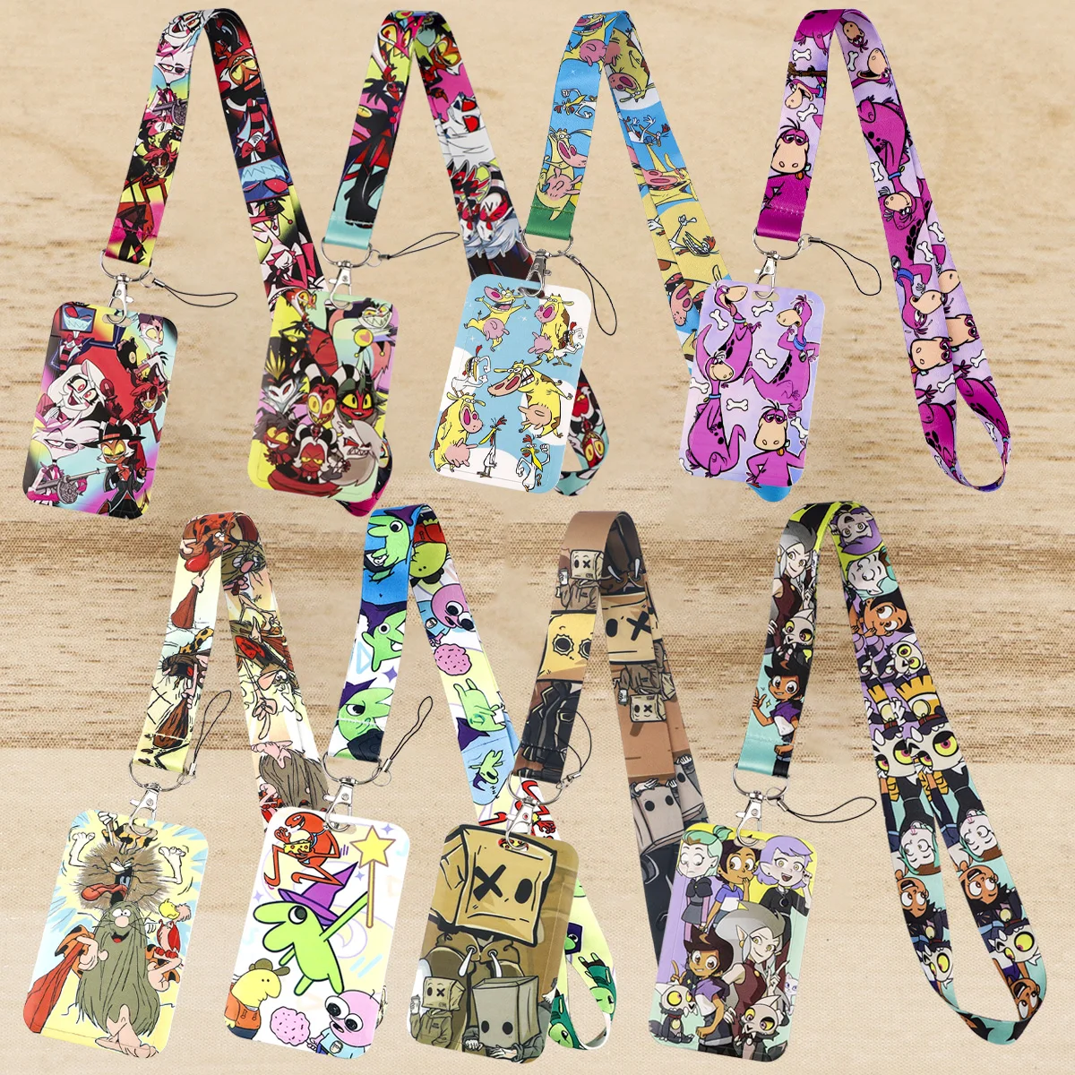 Cartoon Lanyard Card Holder Cute Cow Neck Strap for Key ID Card Phone Straps Badge Holder DIY Hanging Rope Cosplay Accessories