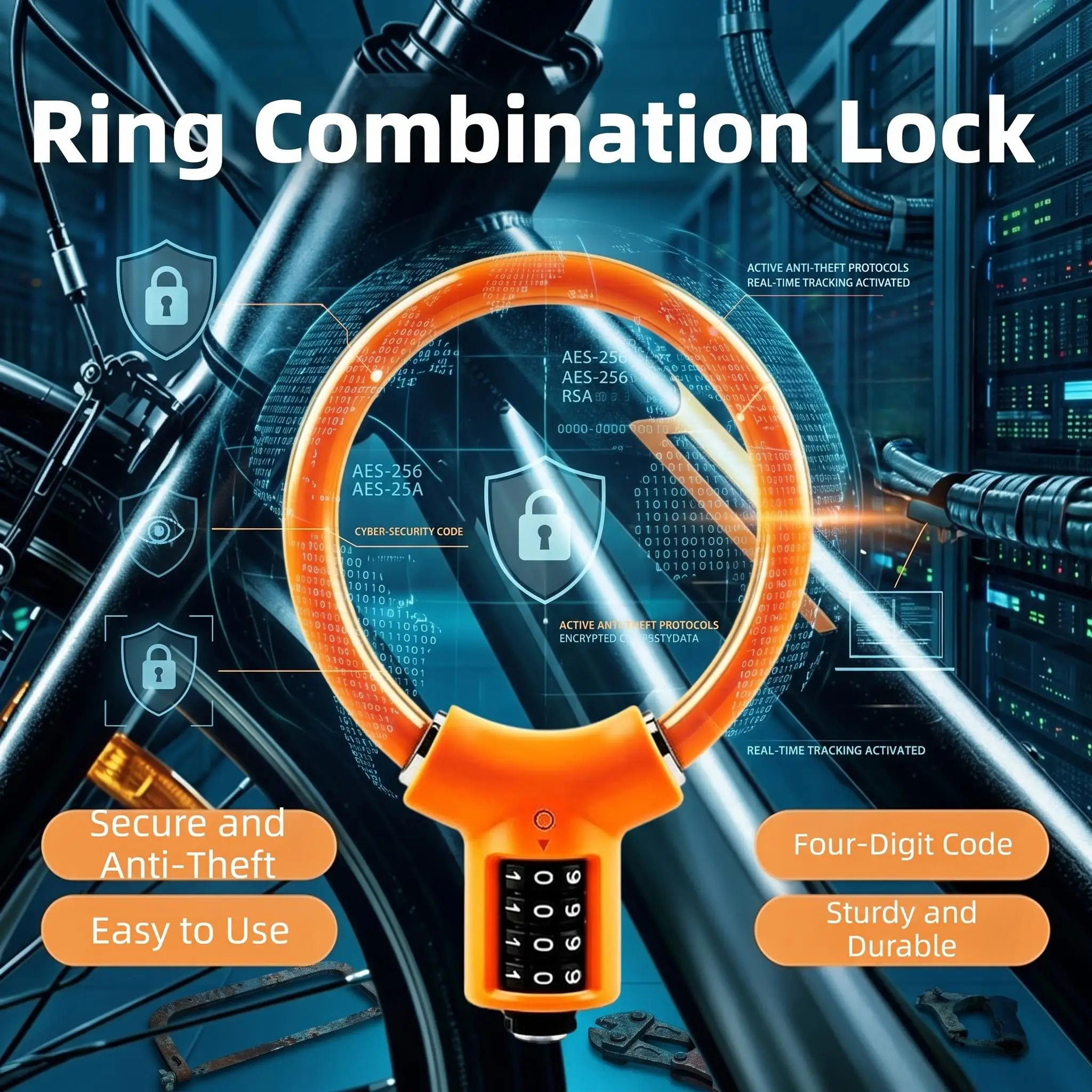 Anti-Theft Bike Combination Cable Lock Resettable Bicycle Steel Wire Lock Heavy Duty Security Chain for MTB E-Bike Scooter