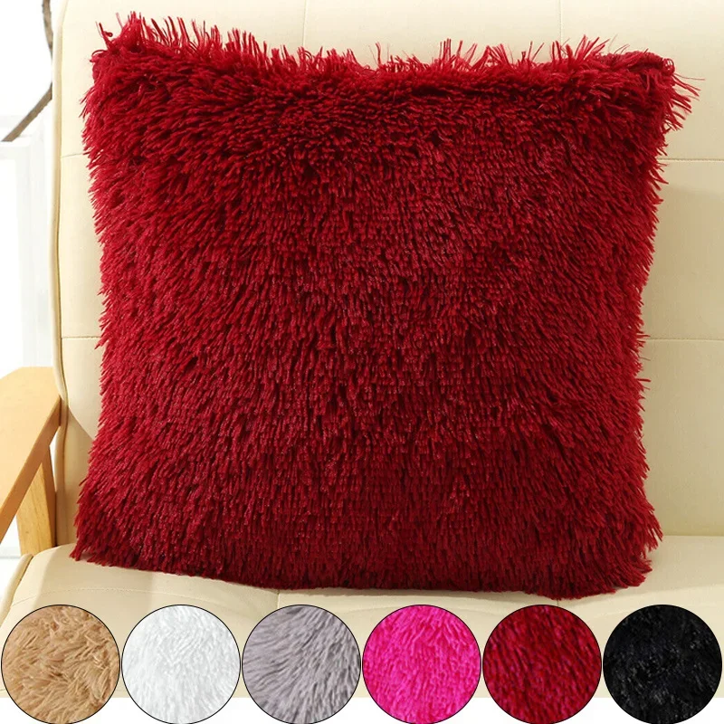 1Pc Faux Fur Super Soft Plush Rectangular Pillow Cover Pillowcase for Sofa/Bed/Living Room with Zipper Closure