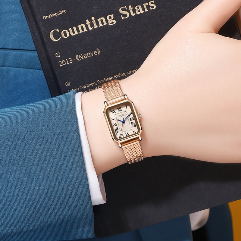 High-value second-hand women's watch retro Roman luxury watch classic square dial quartz watch