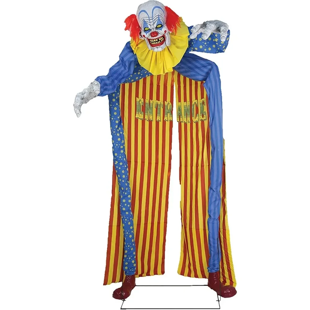 Looming+Clown+Animated+Prop， for Indoor or Covered Outdoor Creepy Halloween Decorations