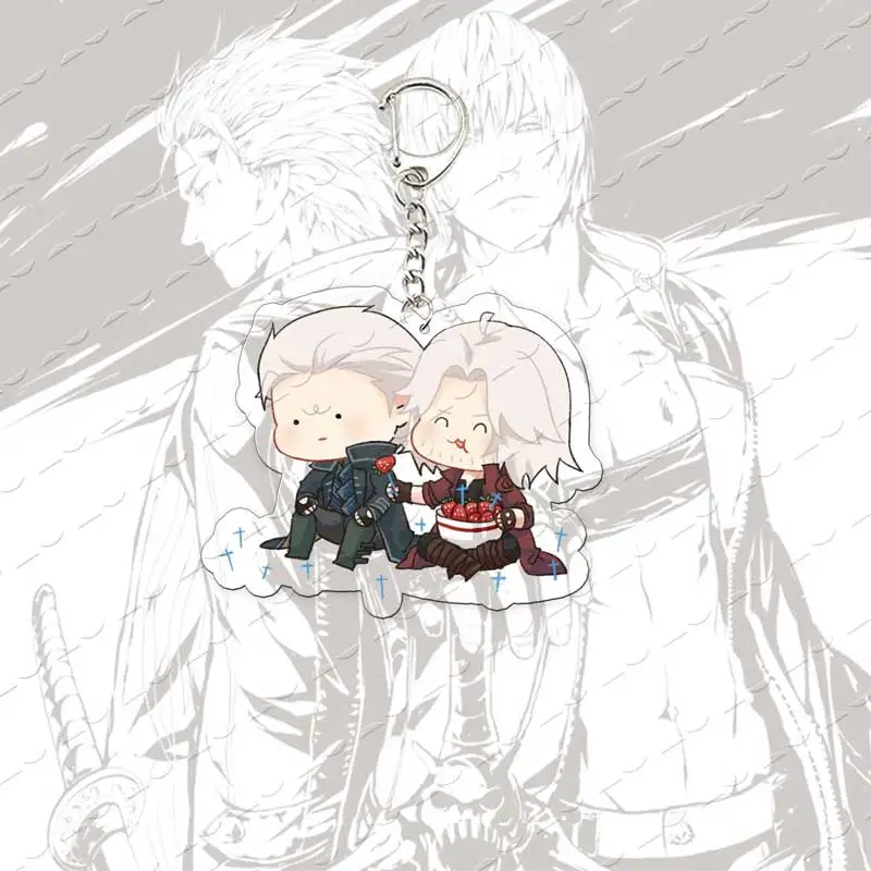 Acrylic Popular Anime Keychains for Accessories bag Cartoon Game Dante  Vergil Keychain Pendant Jewelry Fans Friends Gift