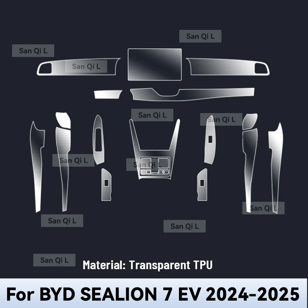 For BYD SEALION 7 EV 2024 2025 TPU Car Navigation Screen Film Gearbox Protective Sticker Anti-scratch Interior Accessories