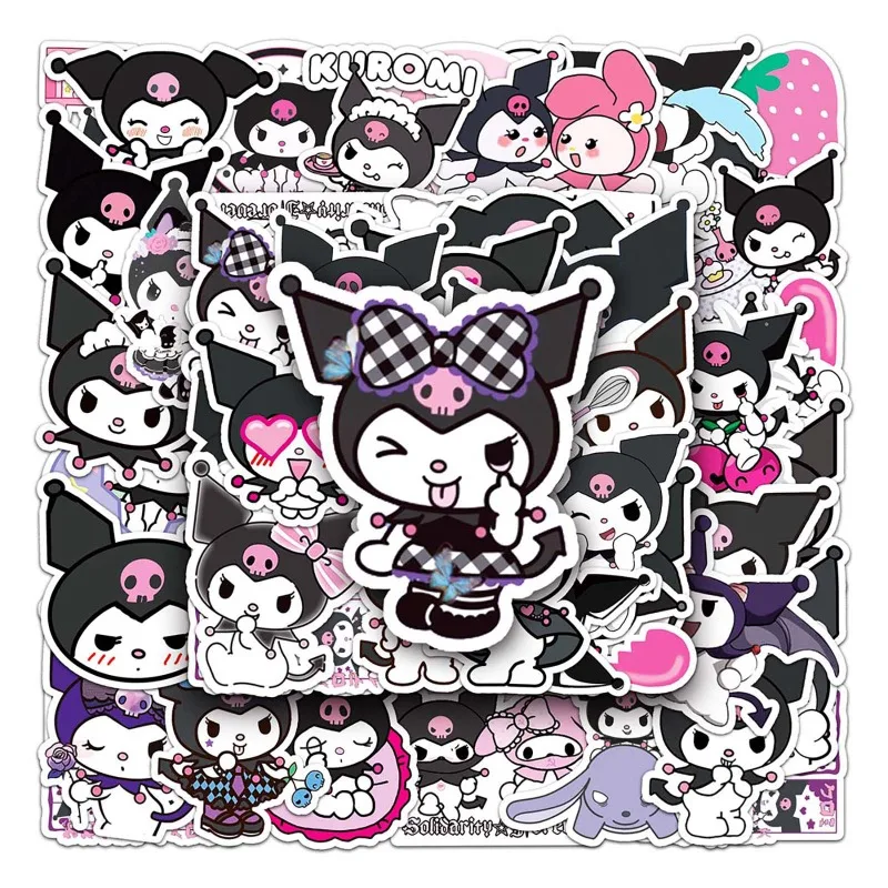 Etiqueta bonito dos desenhos animados de Sanrio Kuromi, Graffiti, desktop, geladeira, bagagem, laptop, celular, carro, scooter, decoração, 50PCs