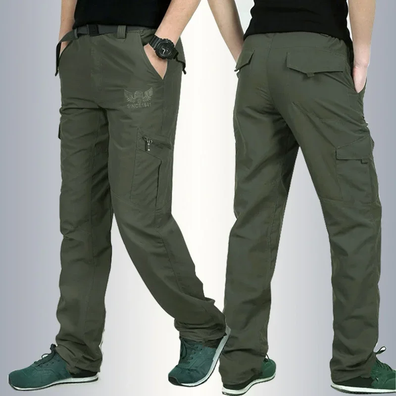 Calça leve masculina para caminhada e escalada, esportes ao ar livre, secagem rápida, calças compridas respiráveis, pesca e trekking, verão