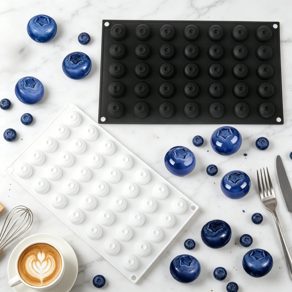 Blueberry Design Fruit Mousse Cake Mould 1 or 6 or 35-Cell Silicone Chocolate Mold Kitchen Food Grade Dessert Baking Tools
