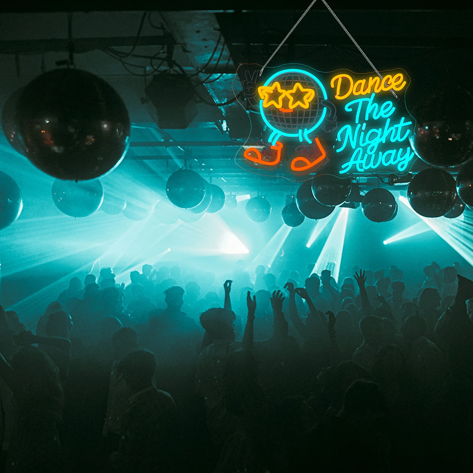 Dance The Night Away Neon Sign Dimmable LED Neon Light for Wall Decor with USB Power Disco Ball Design Party Decor