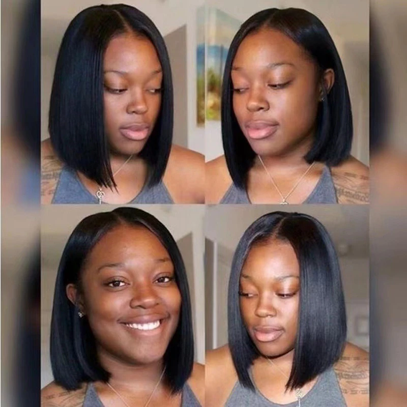 Lady mode Bob coupe de cheveux soirée habiller vêtements Match chapeaux côté balayé frange cheveux courts femme quotidien Style court perruque