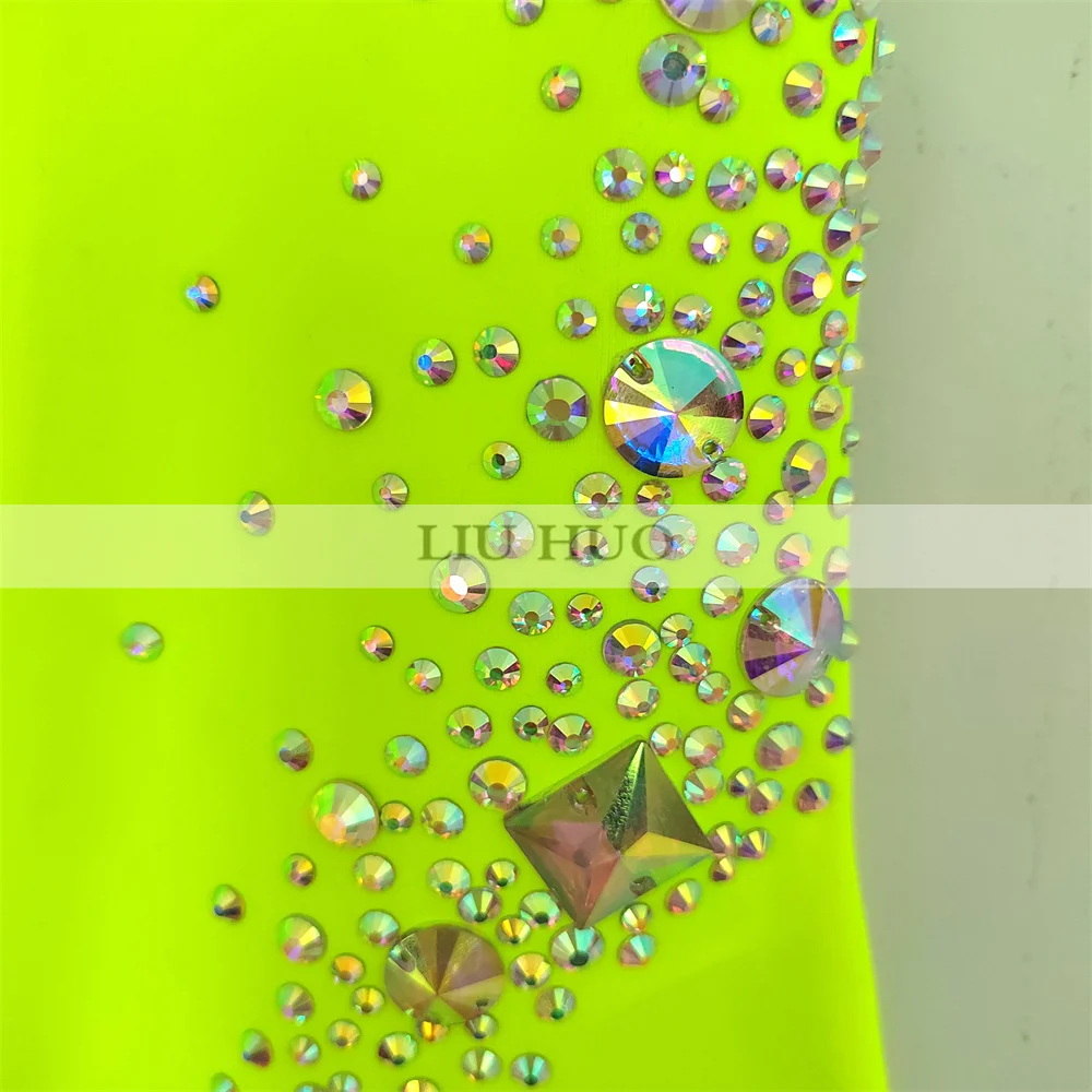 LIUHUO Anpassen Frauen Mädchen Kostüm Leistung Rhythmische Gymnastik Trikots Wettbewerb Eislaufen Kleid Grün Teen Modern