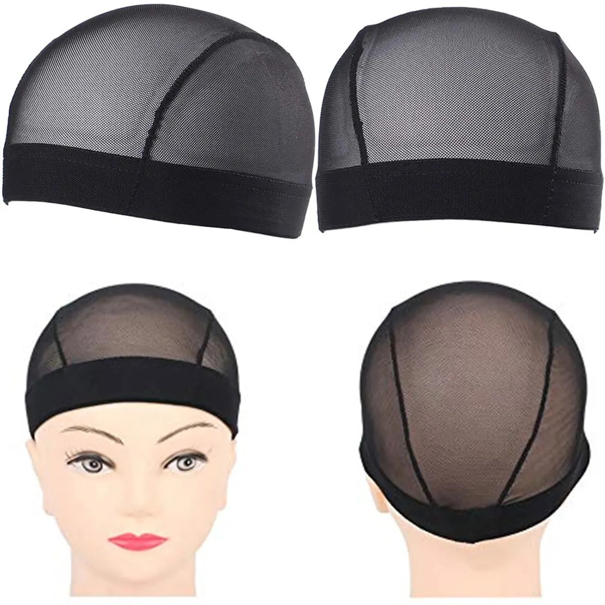 

12pcs/Lot Stretchable Dome Mesh Wig Caps for Making Wigs Breathable Mesh Dome Wig Cap Spandex Hairnets with Wide Elastic Band