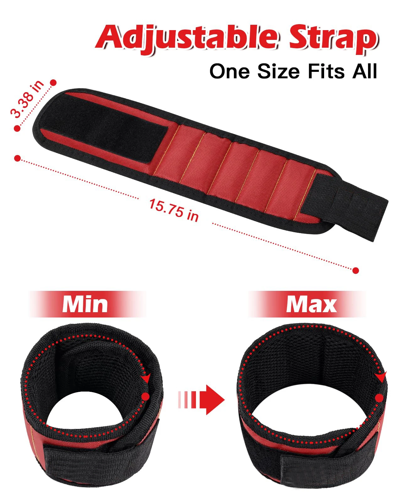 Magnetic Wristband for Holding Screws,Nails,Drilling Bits,Wrist Tool Holder Belts with Strong Magnets,Cool Gadgets for Men, Wome