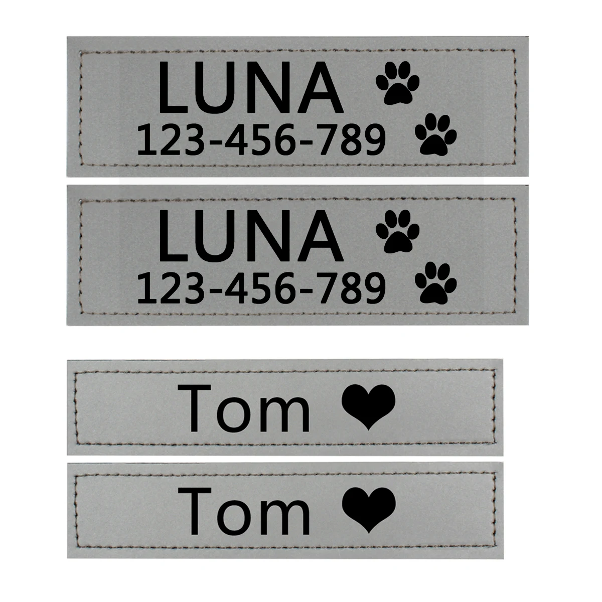 2Pcs Reflective Patches Custom For Dog Harness Collar Personalization Design Dog Name Contact Number Pet Tags Patches Pet LOGO