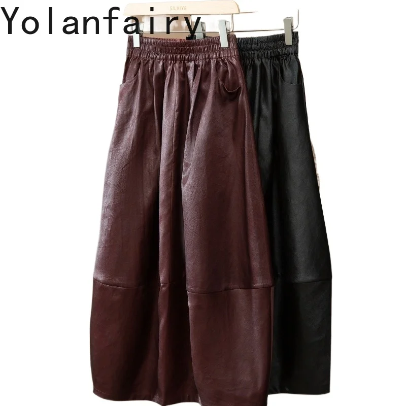 YOLANFAIRY Elegant Long Skirts for Women Luxury 100% Mulberry Silk Gambiered Silk Bud Skirt Woman Clothing Black Skirt 2026 юбки