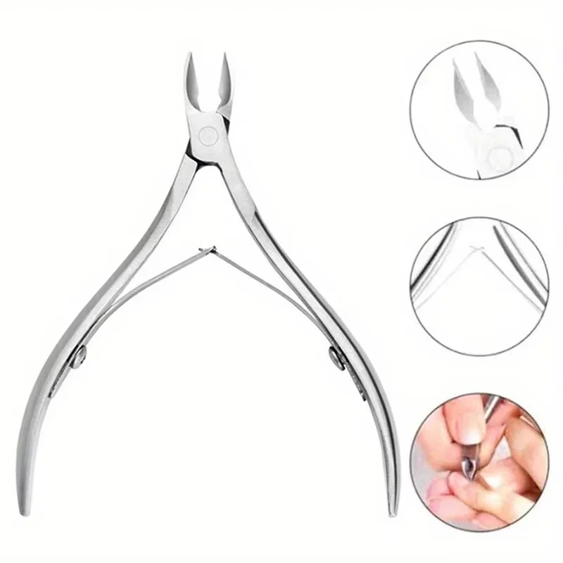 YIKOOLIN Cortacutículas profesional con empujador de doble extremo, alicates para uñas de acero inoxidable, herramientas de manicura para salón y hogar 2
