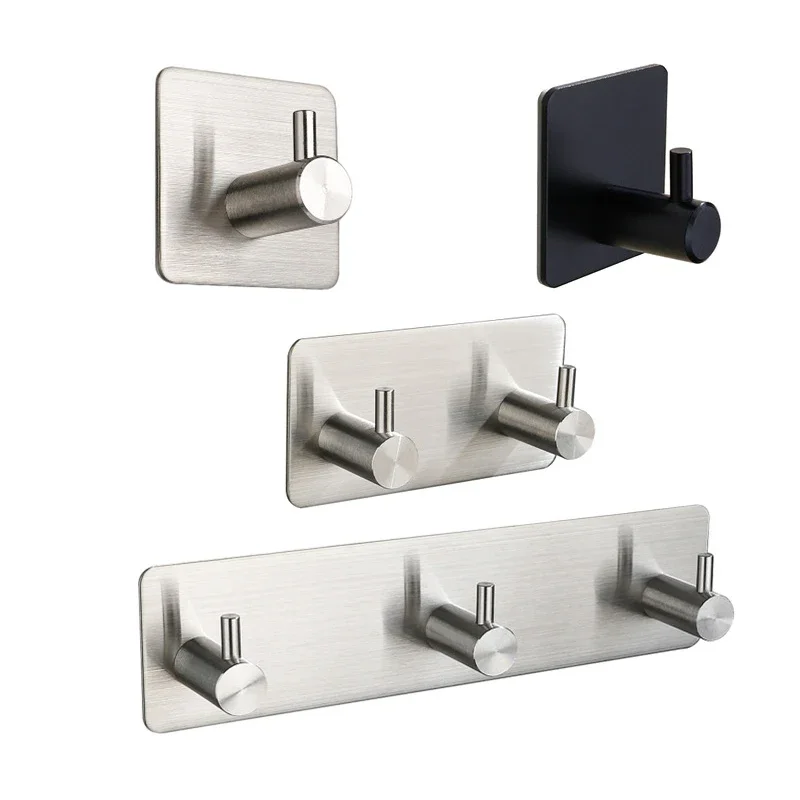 Ganchos autoadhesivos de acero inoxidable de 3M, gancho adhesivo para puerta y pared, bata, toalla de té, toallero a prueba de herrumbre, percha para ropa