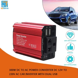 DC 12V to 220V AC Car Inverter  300W DC to AC Power Converter  Automatic Transformer With EU Socket Dual USB  Car Adapter Dropsh