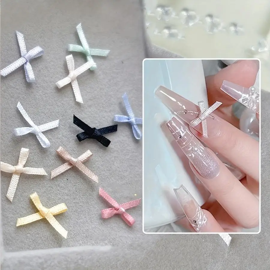 1/5/10/20/50/100pcs A Set of 50 Fabric Bow Nail Art Additions in Colorful Ribbons, Perfect for Decorating Earrings, Lingerie, An