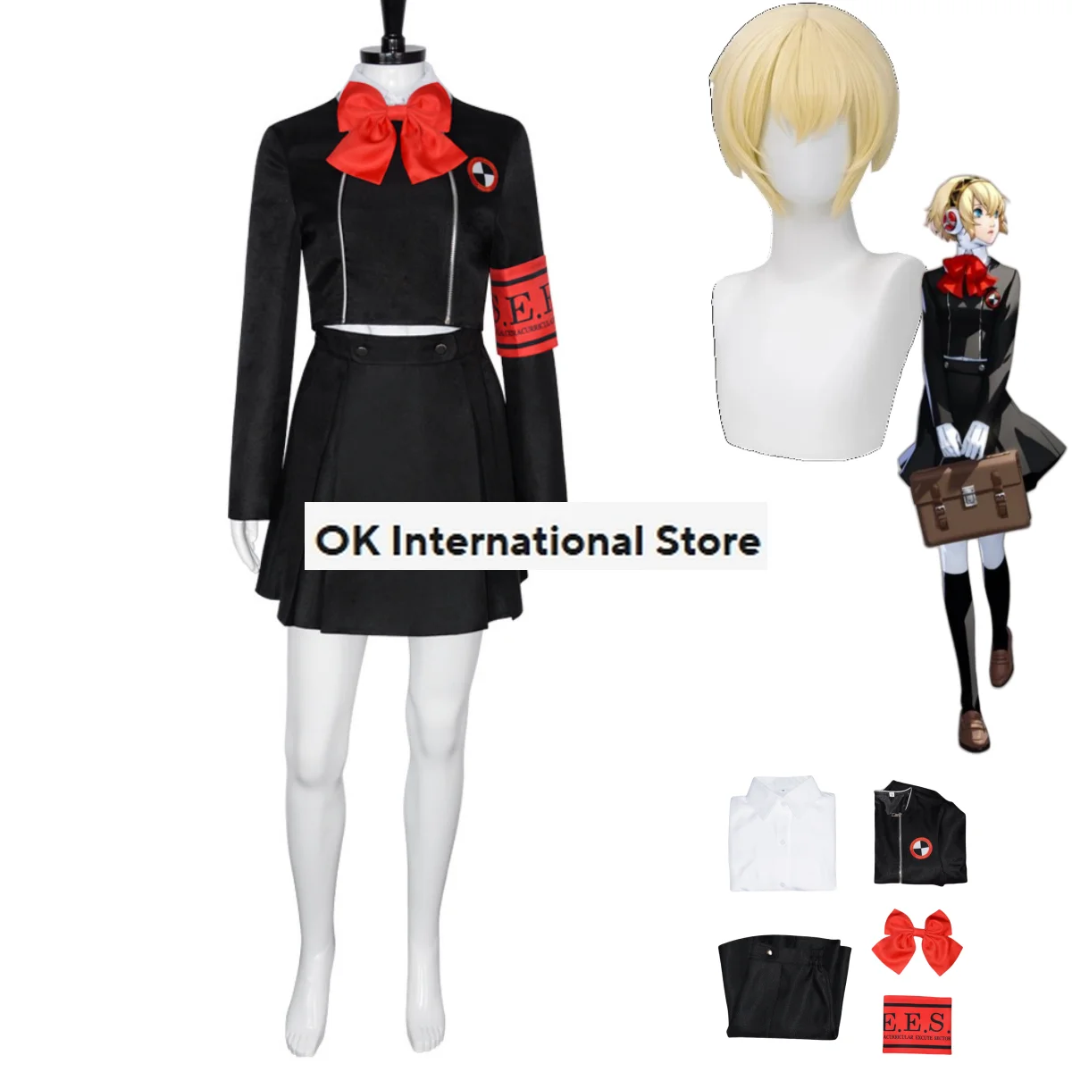 Anime Game Persona3 Aegis Aigis Cosplay Costume P3 Episode Aegis Wig Black School Uniforms Skirt Woman Lovely Campus Suit