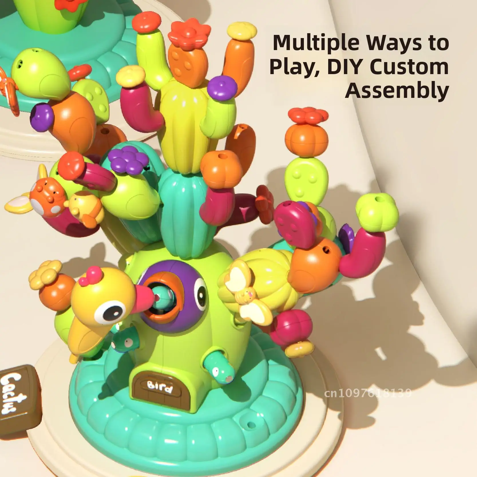 Bloques de construcción de Collage de Cactus variados, juguetes educativos para niños, iluminación y educación temprana