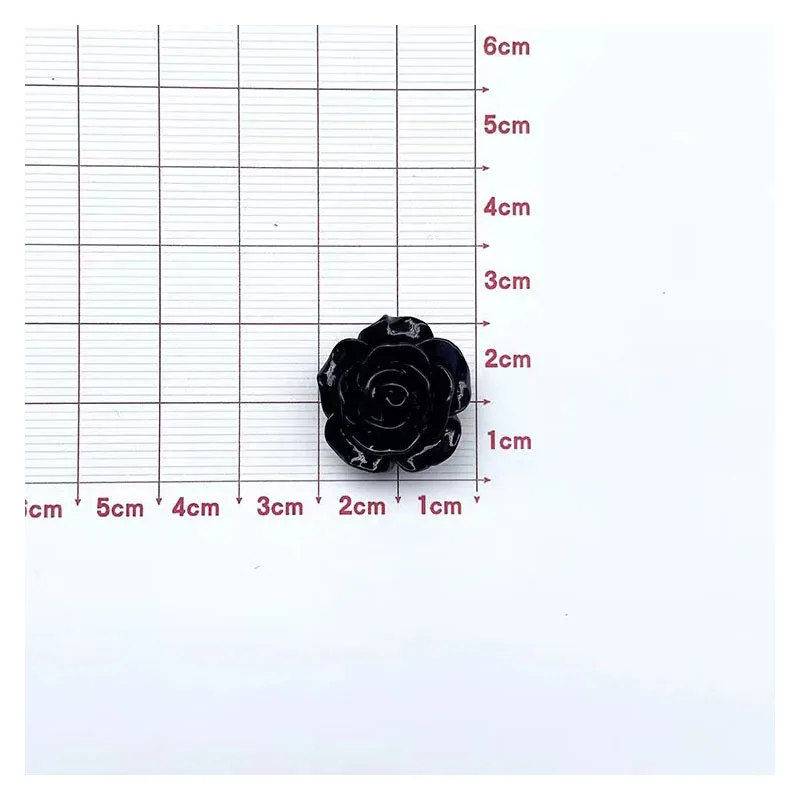 10Pcs/lot 4Size 3D Black Flower Charms Resin Flatback Cabochon  DYI Jewelry Making Phone Case Decor Accessory