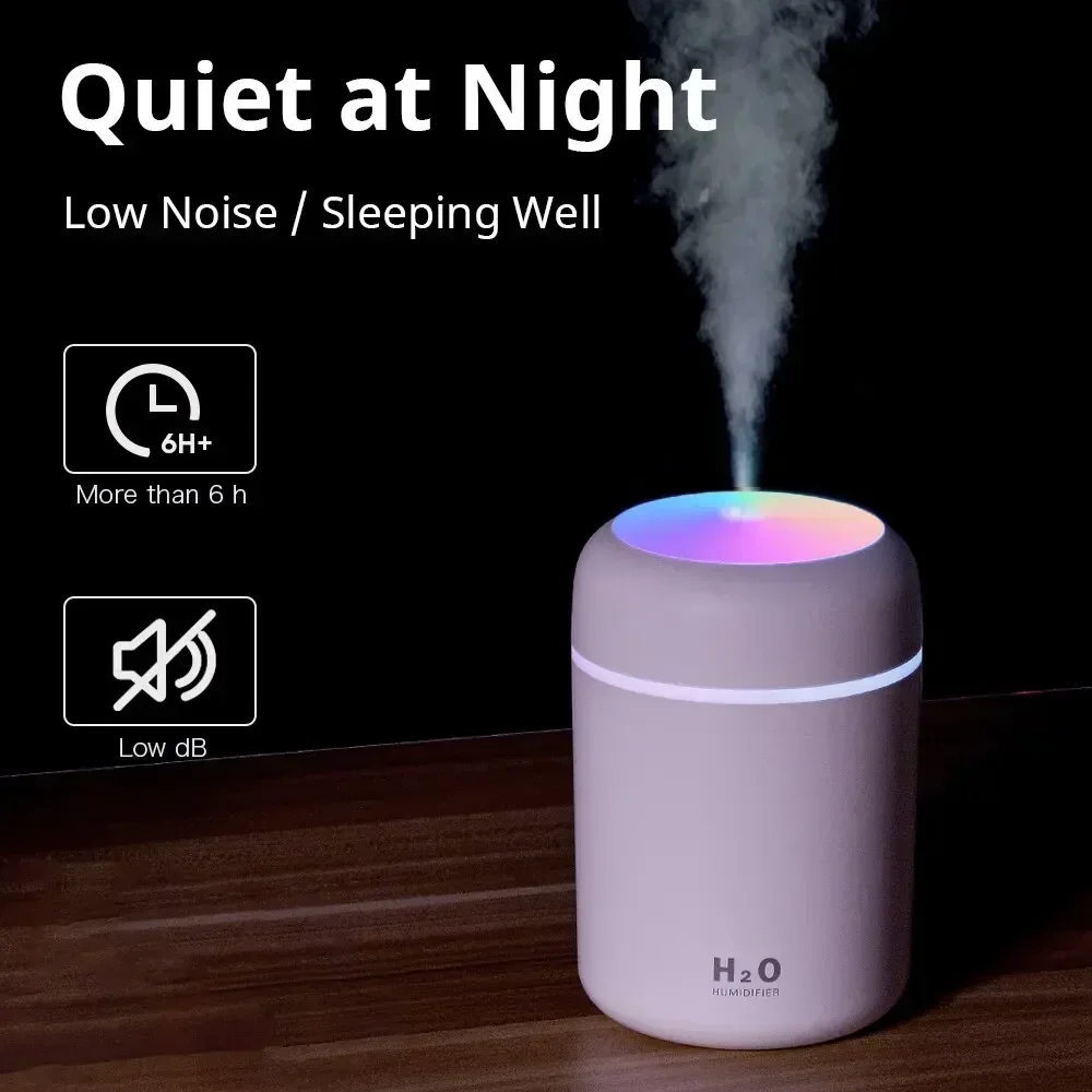 Portable LED light mini 300ml h2o Spray Mist humidifier Double Wet Aroma Essential Oil Diffuser Car usb air humidifier image 3