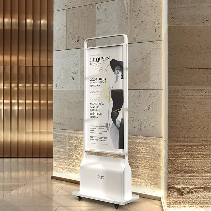 

Poster display stand, floor-to-ceiling shopping mall standing brand stainless steel vertical advertising stand indicator