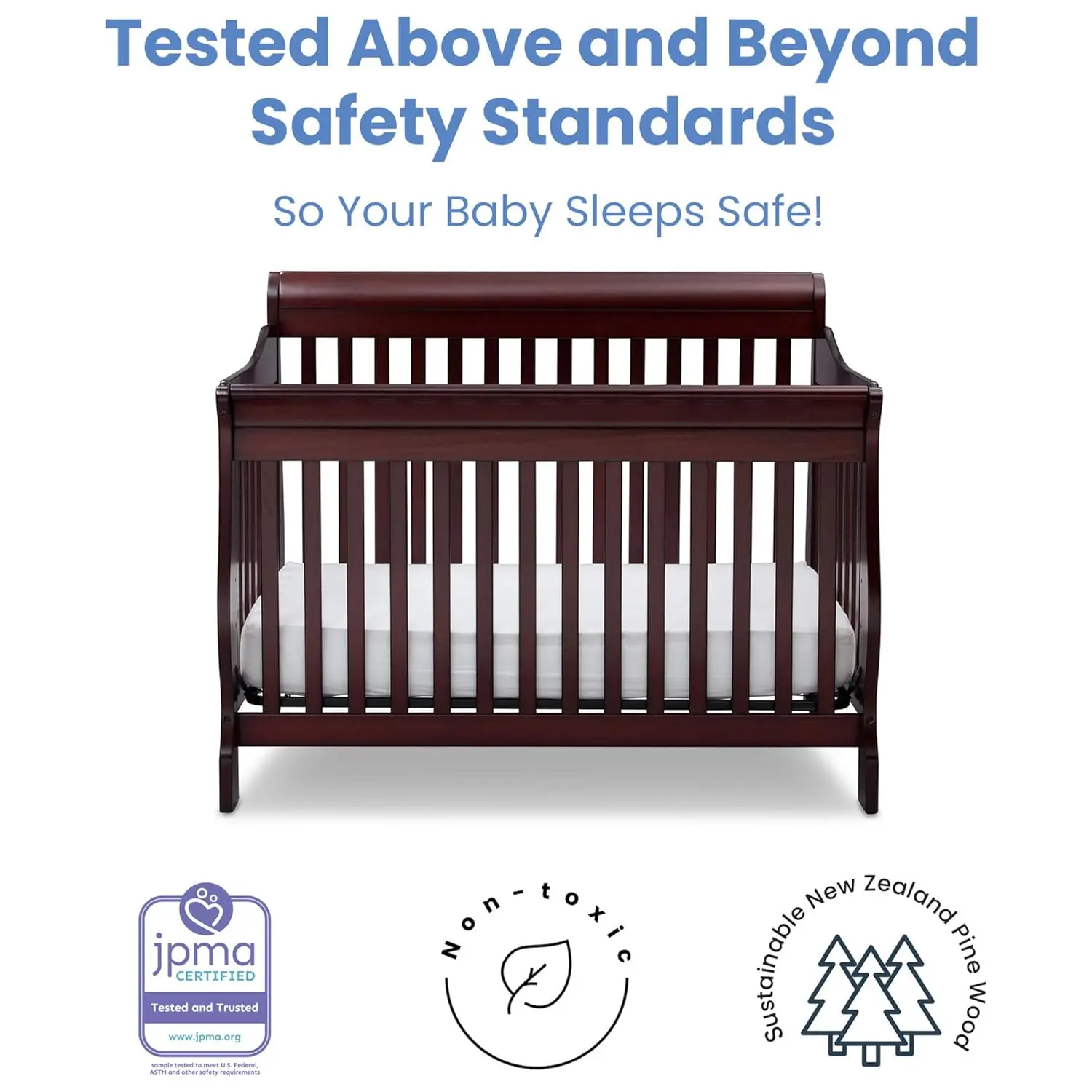 Delta Children Canton 4-in-1 Convertible Crib - Easy to Assemble, Espresso Cherry