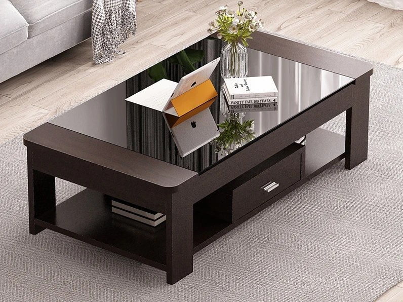 

Nordic coffee table, simple modern tempered glass living room, easy to create office living room