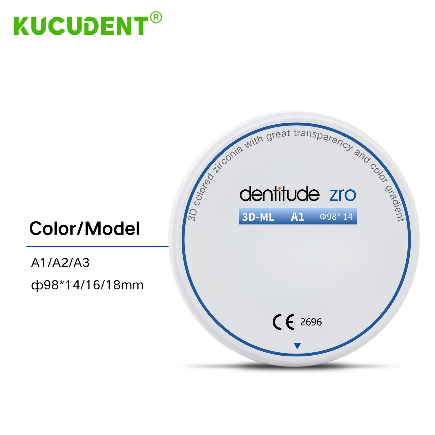 كتلة الزركونيا الأسنية متعددة الطبقات 3D-ML (5 طبقات)، قرص الزركونيا لمختبر الأسنان بحجم 98 مم، مادة أسنان من قرص الزركونيوم لنظام CAD/CAM المفتوح #6