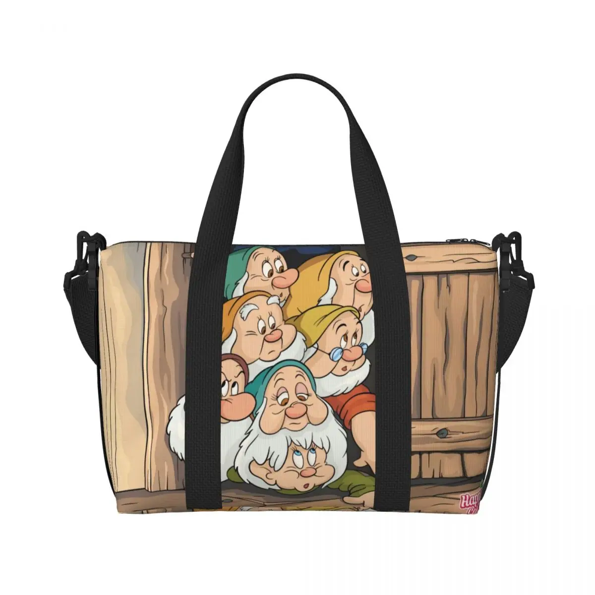 Custom Snow White And The Seven Dwarfs Groceries Tote Shopping Bags Women Large Capacity Cartoon Gym Beach Travel Bags