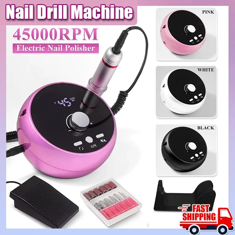 

Professional Manicure Drill Machine 45000RPM Electric Nail Drill Machine White Pink Purple Nail Sander Gel Cuticle Remove