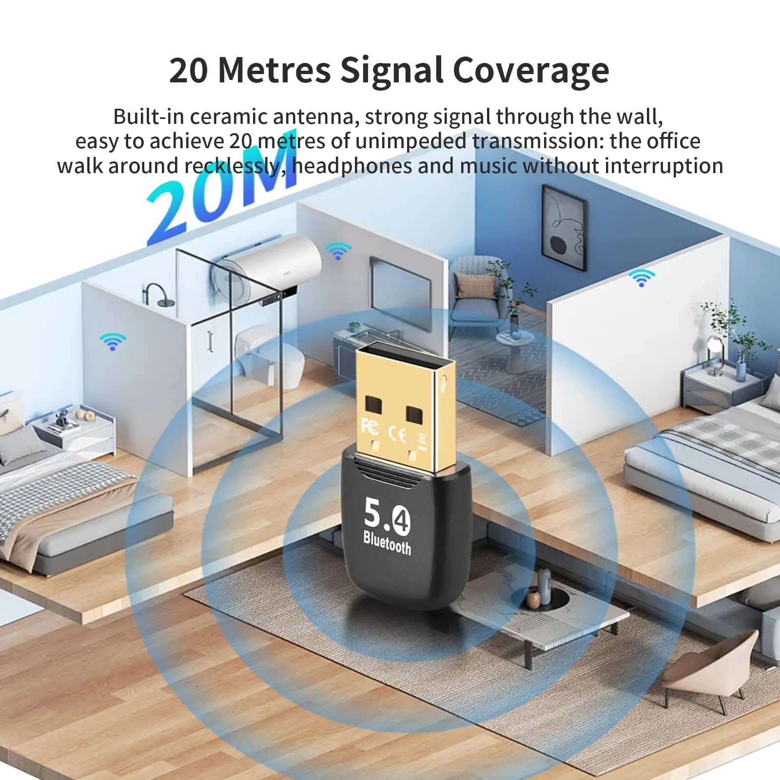 Hannord Bluetooth 5.4 アダプター ドングル USB Bluetooth レシーバー サポート EDR & BLE スピーカー マウス キーボード オーディオ トランスミッター用