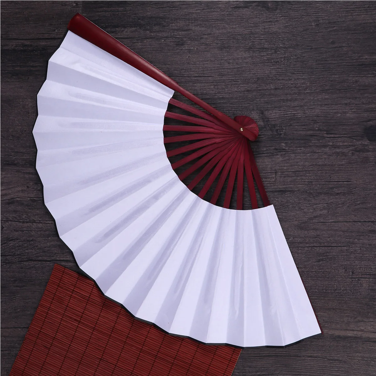 

White Bamboo Folding Fan Blank Fabric Design Wedding Birthday Party Decoration Gift Chinese Folding Hand Fan 10inch