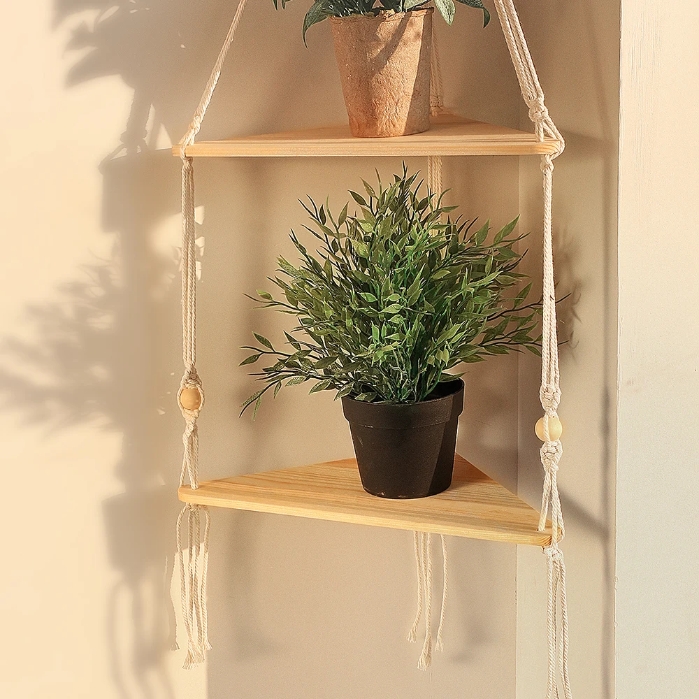 Makramee-Wandregal zum Aufhängen, schwebendes Wandregal, Boho-Heimdekoration, Regale, Wand, Holzdekoration für Schlafzimmer, Wohnzimmer, Kinderzimmer, Geschenk – Detail 35