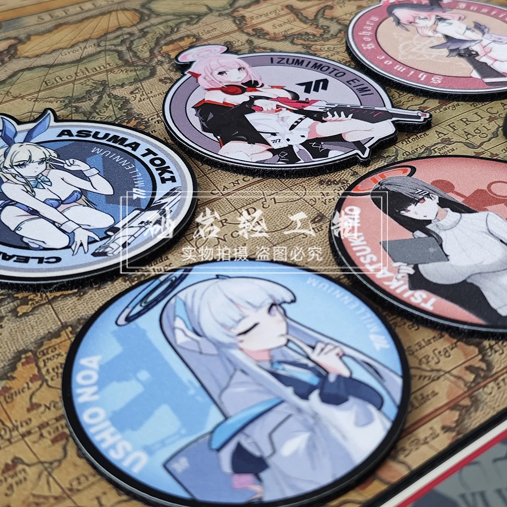 Two-dimensional Game Blue Archives Hook&Loop Patchs for Clothing Morale Badge Hina Yuka Noah Amy Morale Badges on Backpack